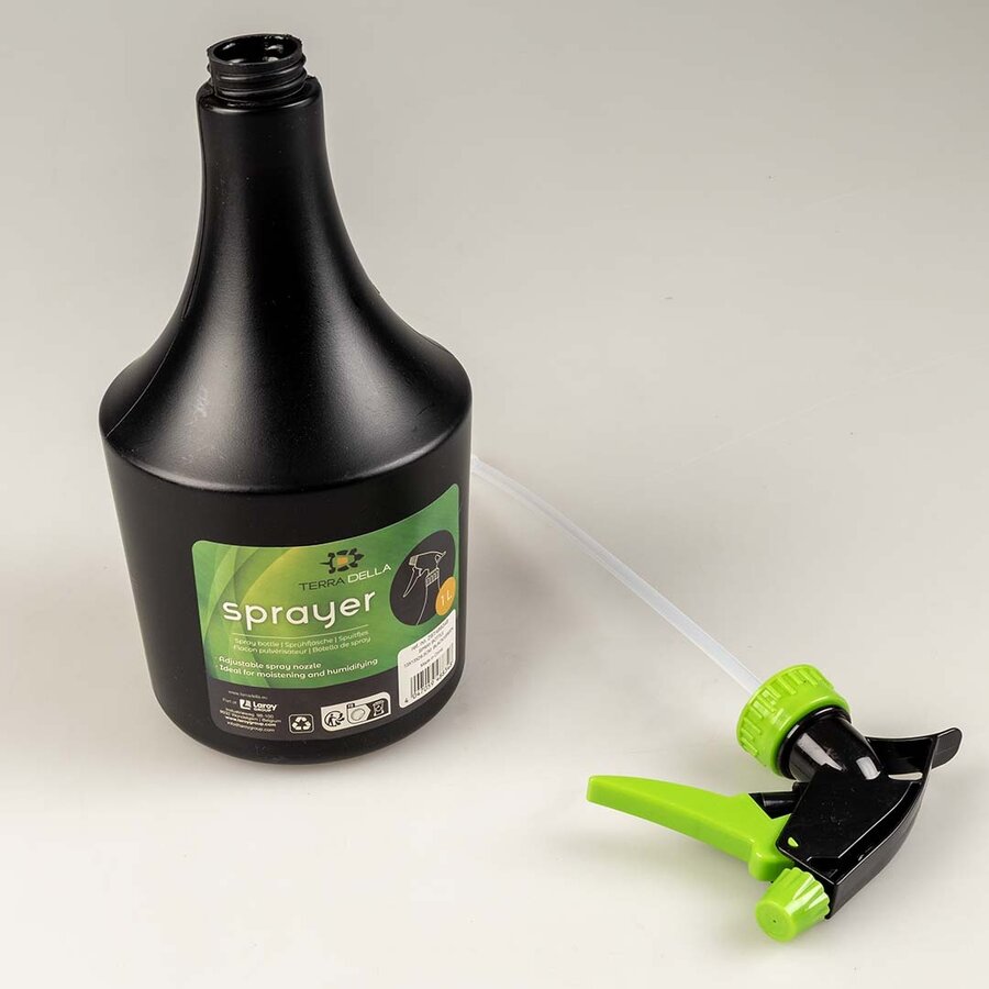 Spuitfles met fijne verneveling voor terraria 1 liter zwart groen 13x13x28,5cm