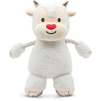 Xmas little ram hondenspeeltje van pluche met touw en pieper 33 cm