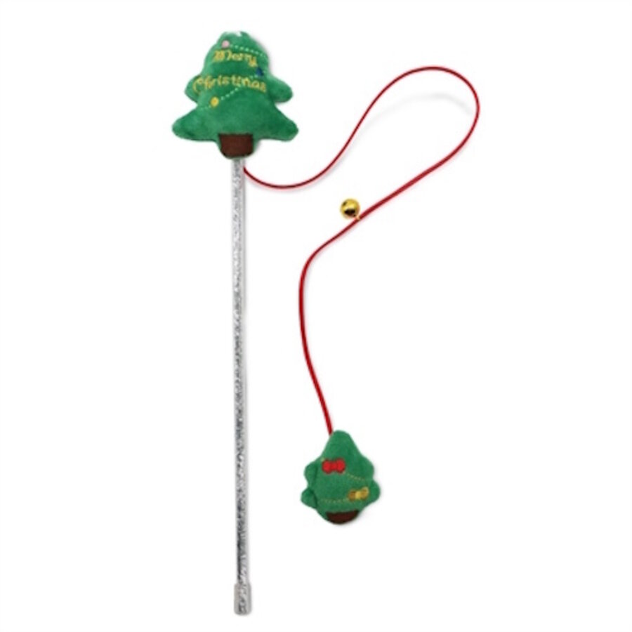 Kattenhengel met kerstboom speeltje voor interactieve jachtspelletjes 45 cm