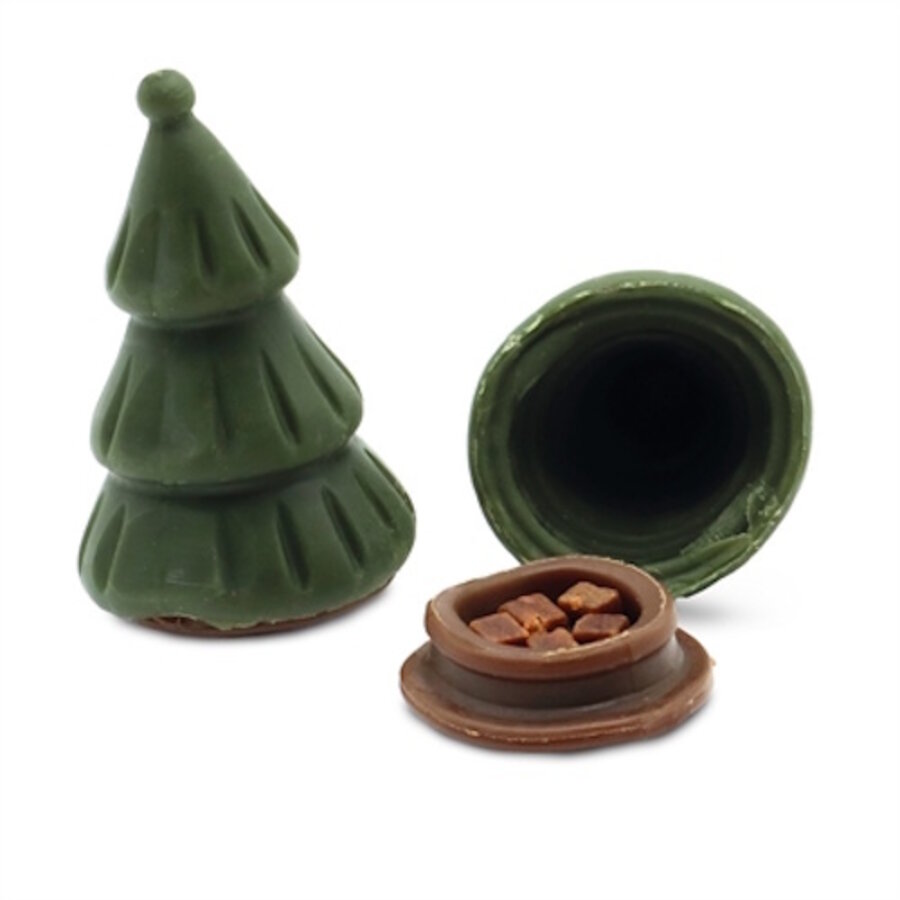 Xmas gevulde kauwsnack in sneeuwpop of kerstboom vorm 128 g