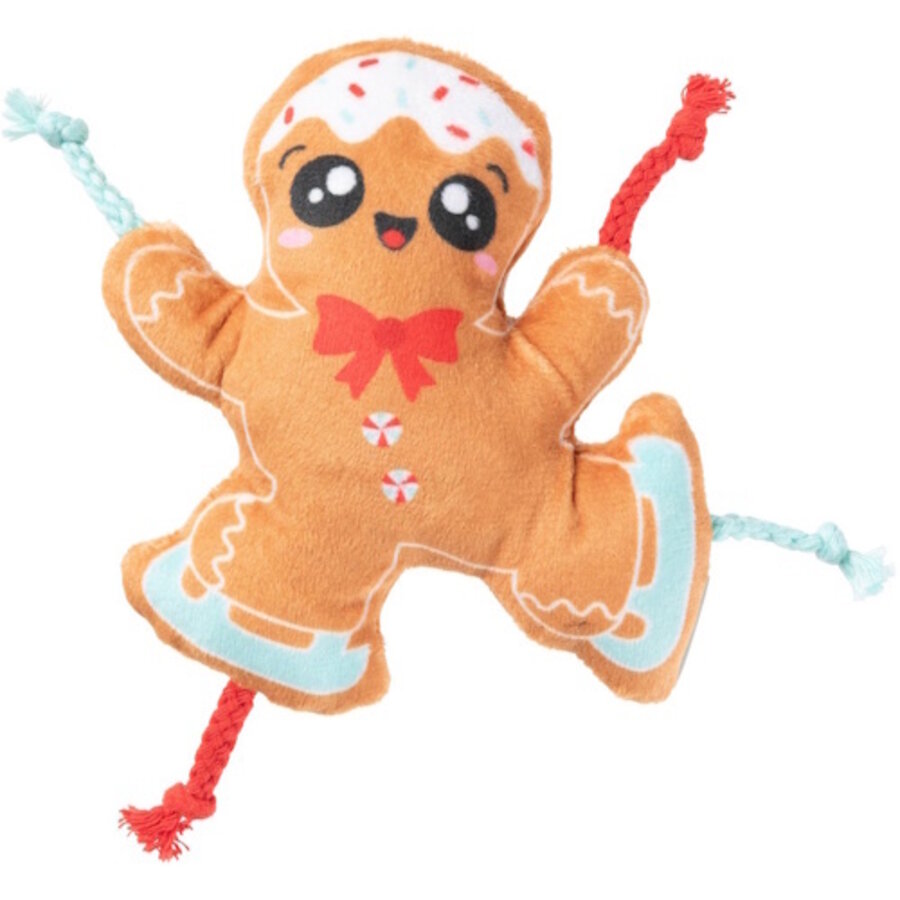 Biscuit blader pluche hondenspeeltje in kerstkoekjes thema 12,5 cm
