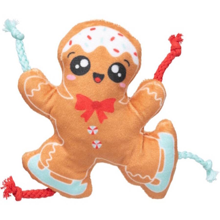 Biscuit blader pluche hondenspeeltje in kerstkoekjes thema 12,5 cm