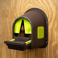 Roll-away kunststof legnest 1-vaks voor kippen | limegroen | bruin met eieropvang