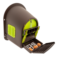 Roll-away kunststof legnest 1-vaks voor kippen | limegroen | bruin met eieropvang