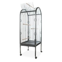 Papegaaienkooi Hamer Becky 56x56x163cm zilver met speeldak