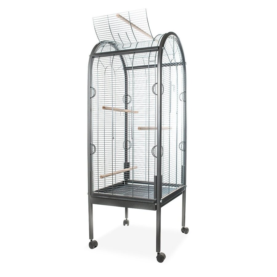 Papegaaienkooi Hamer Becky 56x56x163cm zilver met speeldak