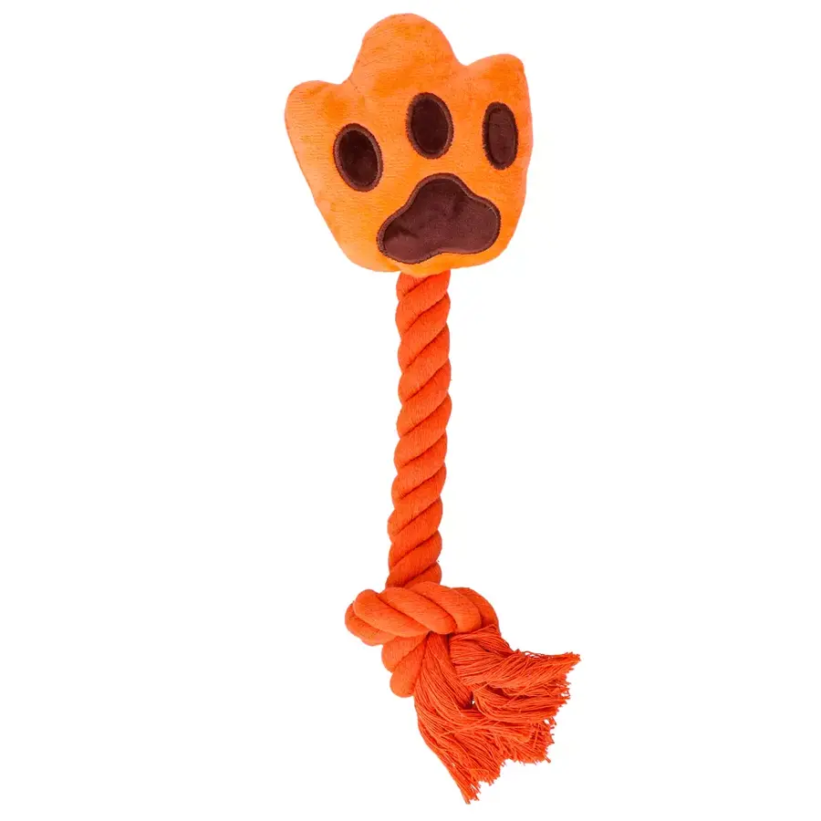 Oranje High Five hondenspeeltje | met pieper en katoenen flostouw