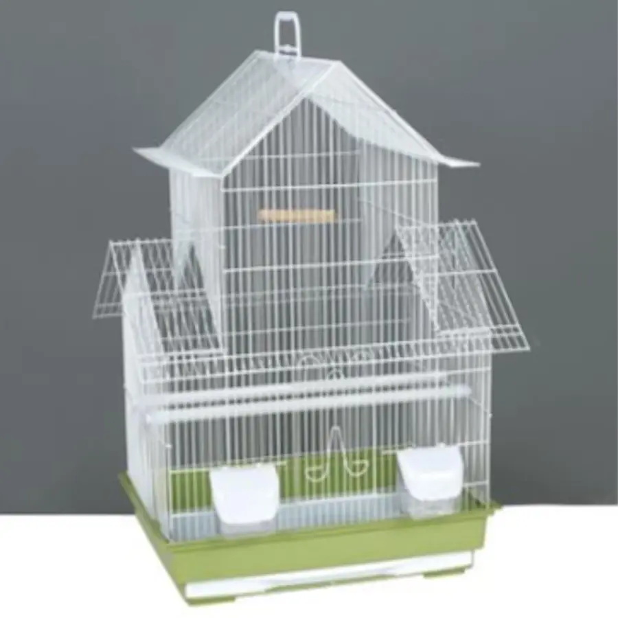 Vogelkooi A802 wit met zitstokken, schommel en schuiflade