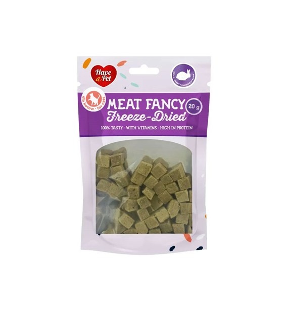 Comfy Appetit Vriesgedroogde kattensnack konijnblokjes met kattenkruid 20 Gram