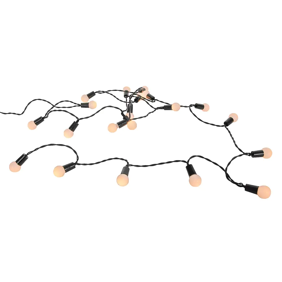 Strengverlichting bol 20 LED warm wit 2m op batterij met timer