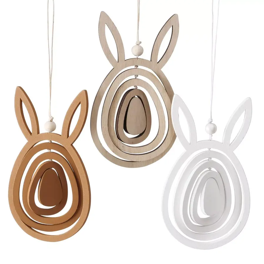 Houten deco hanger haas |  voor paasdecoratie binnen