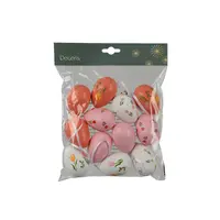 Hangdecoratie paasei polystyreen roze Ø4-H6cm | set van 6 eieren