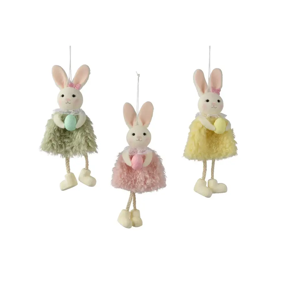 Hangdecoratie konijn polyester |  pastel assorti