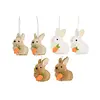 Hangdecoratie konijn polyester 7cm set 2 stuks
