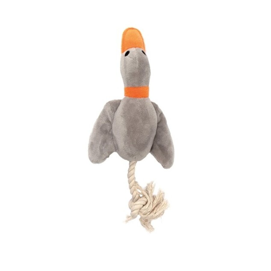 Hondenspeeltje Rusty Pluche Eend met Touw Grijs