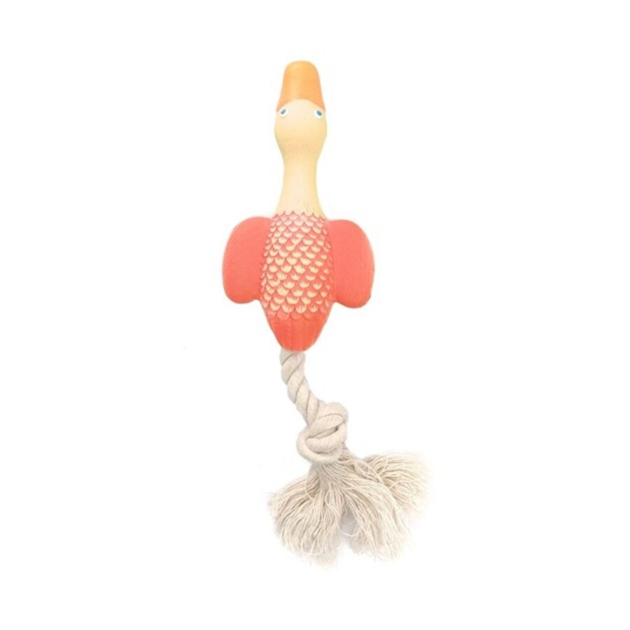 Hondenspeeltje LX Eendje met Touw Geel 23 CM