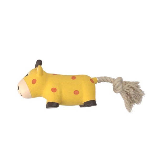 Have A Pet Hondenspeeltje Gele Koe Met Touw 31 CM
