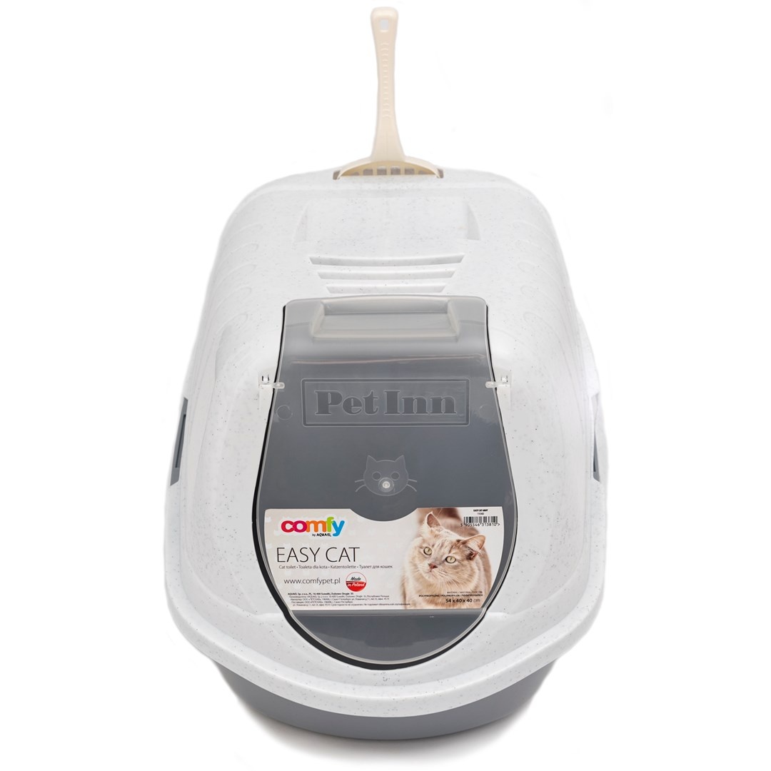 Comfy Gesloten kattenbak Easy Cat 50x40x40 cm met koolstoffilter Grijs Marmer