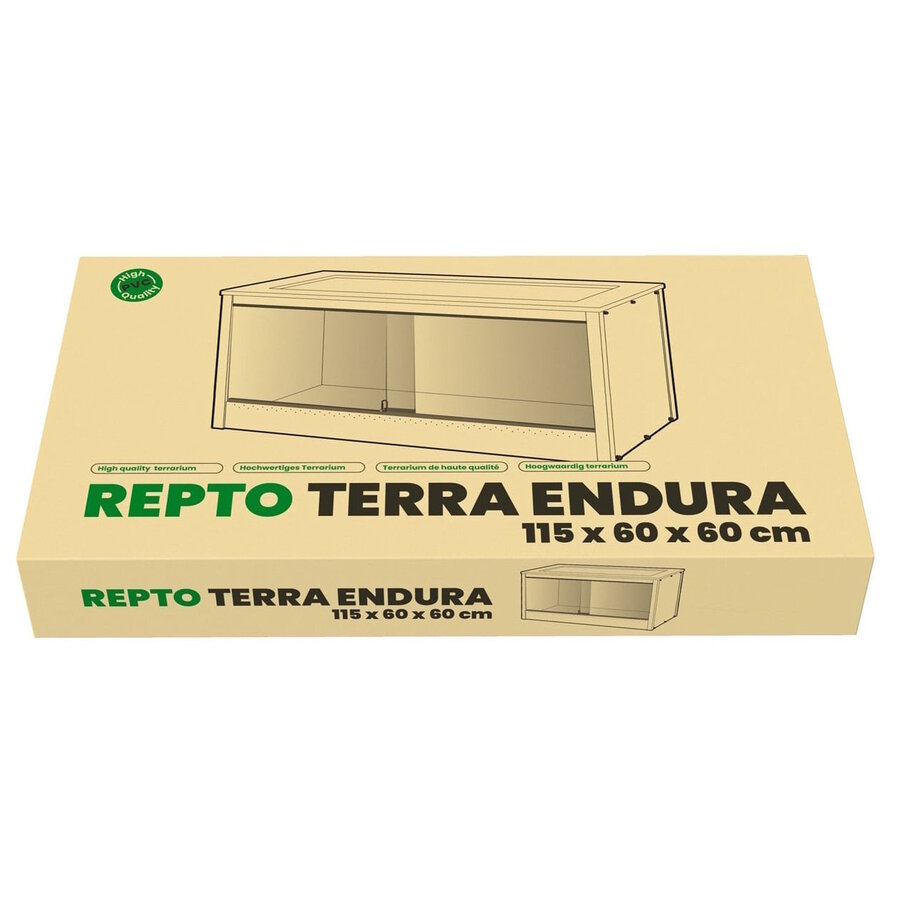 Repto Terra Endura terrarium 115x60x60 cm PVC grijs houtdecor met gaasdeksel en schuifdeur met slot