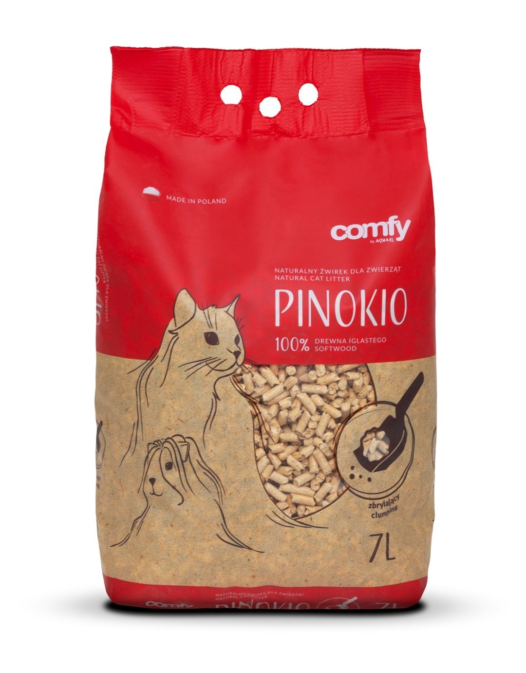 Comfy Klontvormende houtpellets kattenbakvulling 7 liter &VerticalLine; stofarm &VerticalLine; pine & spruce