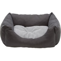 Emma Plush hondenmand grijs met dubbelzijdig kussen | 40x30x18 cm tot 70x60x18 cm