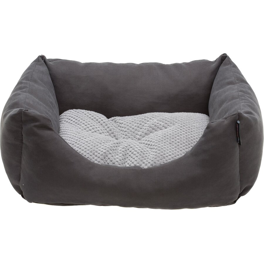 Emma Plush hondenmand grijs met dubbelzijdig kussen | 40x30x18 cm tot 70x60x18 cm