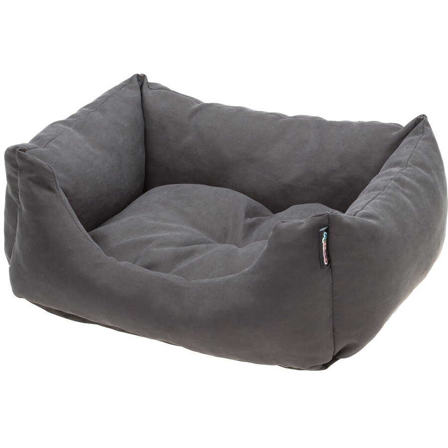 Emma Plush hondenmand grijs met dubbelzijdig kussen | 40x30x18 cm tot 70x60x18 cm