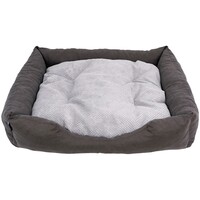 Emma Plush hondenmand grijs met dubbelzijdig kussen | 40x30x18 cm tot 70x60x18 cm