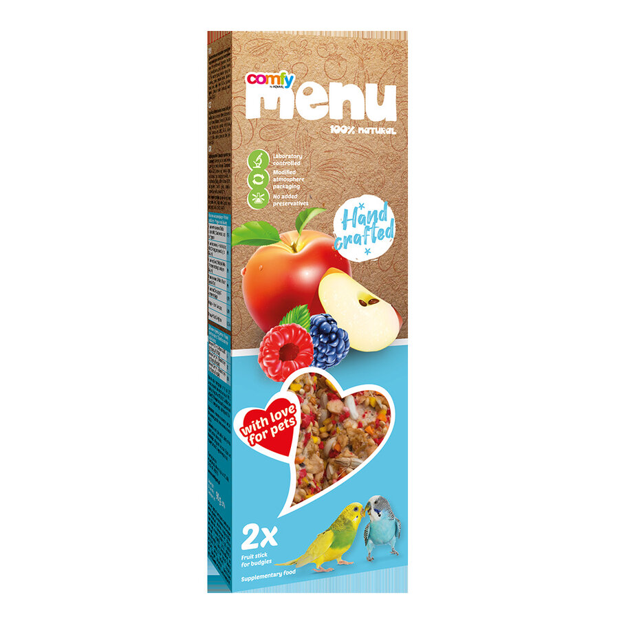 Parkieten sticks fruit | natuurlijke zaadsticks met gedroogd fruit | 90 gram