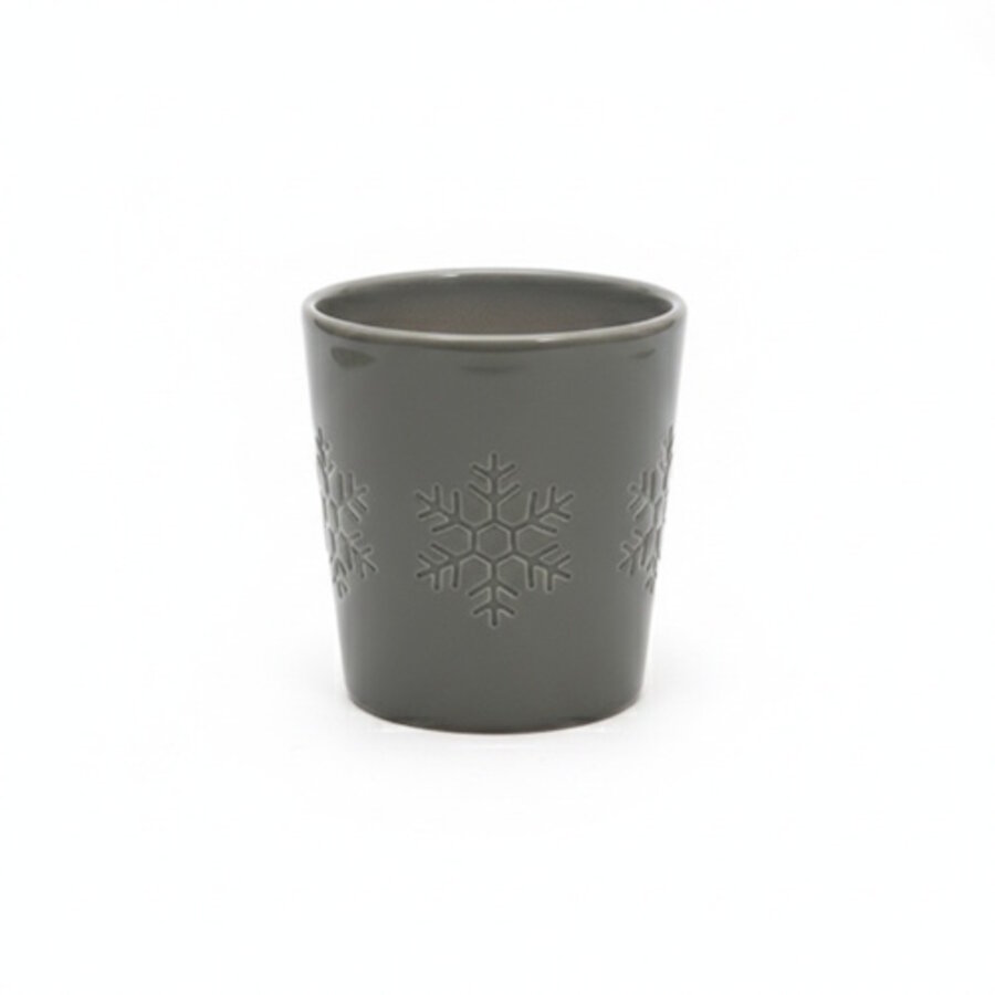 Bloempot sneeuwvlok grijs | circa 13 cm | keramische sierpot voor binnen