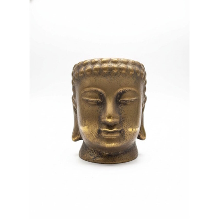 Bloempot Boeddha hoofd goudgrijs | decoratieve plantenpot circa 8 cm
