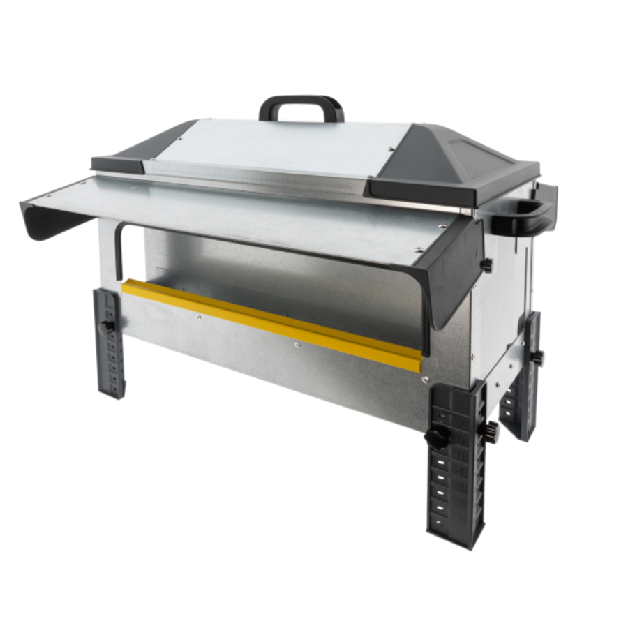 Open metalen voerbak 18 kg laag met regenkap | dubbelzijdig |