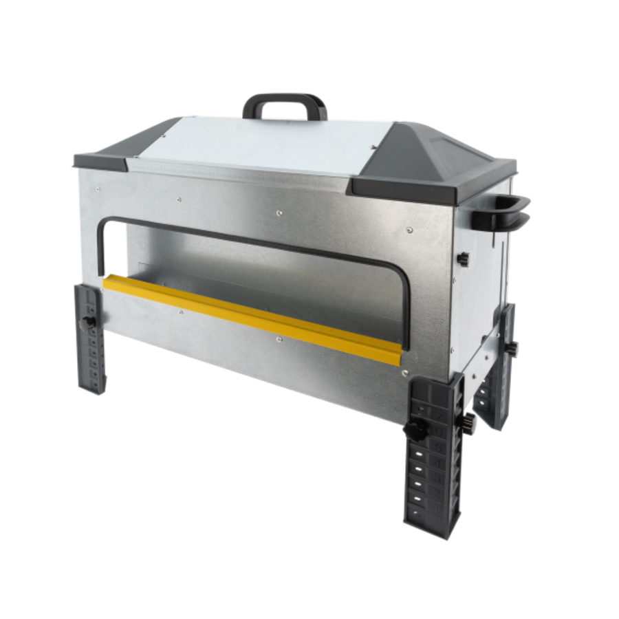 Open metalen voerbak 18 kg laag met regenkap | dubbelzijdig |