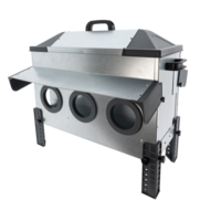 Voerbak met voeropeningen hoog 24 kg | 6 voeropeningen | dubbelzijdig | met regenkappen