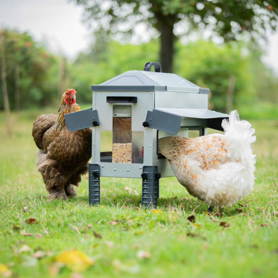 Open voerbak hoog 16 kg | dubbelzijdig | anti-mors | met regenkappen