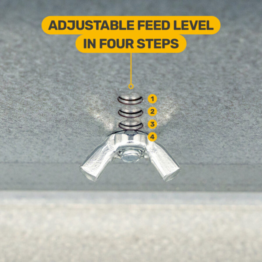 Open voerbak hoog 16 kg | dubbelzijdig | anti-mors | met regenkappen