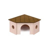 Houten hoekhuisje met uitkijkplatform voor knaagdieren | in meerdere uitvoeringen.