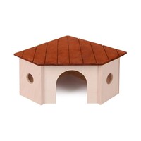 Houten hoekhuisje met uitkijkplatform voor knaagdieren | in meerdere uitvoeringen.