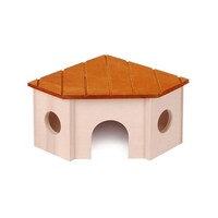 Houten hoekhuisje met uitkijkplatform voor knaagdieren | in meerdere uitvoeringen.