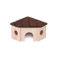 Houten hoekhuisje met uitkijkplatform voor knaagdieren | in meerdere uitvoeringen.