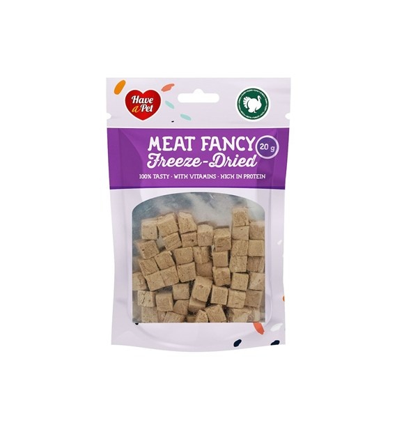 Have A Pet Gevriesdroogde Honden/katten snacks Kalkoenblokjes 20 Gram