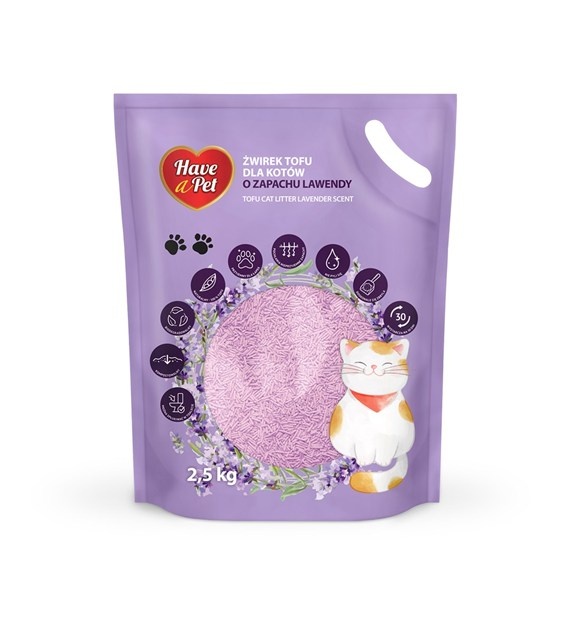 Have A Pet Tofu kattenbakvulling lavendel &VerticalLine; klontvormend &VerticalLine; composteerbaar &VerticalLine; 2,5 kg