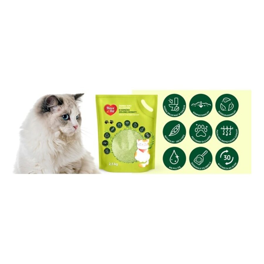 Tofu kattenbakvulling | groene thee geur | klontvormend & stofarm | 6 L