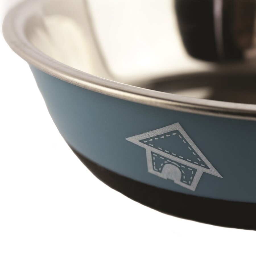 Metalen voerbak House antislip blauw | RVS honden- en kattenbak |