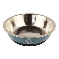 Metalen voerbak House antislip blauw | RVS honden- en kattenbak |