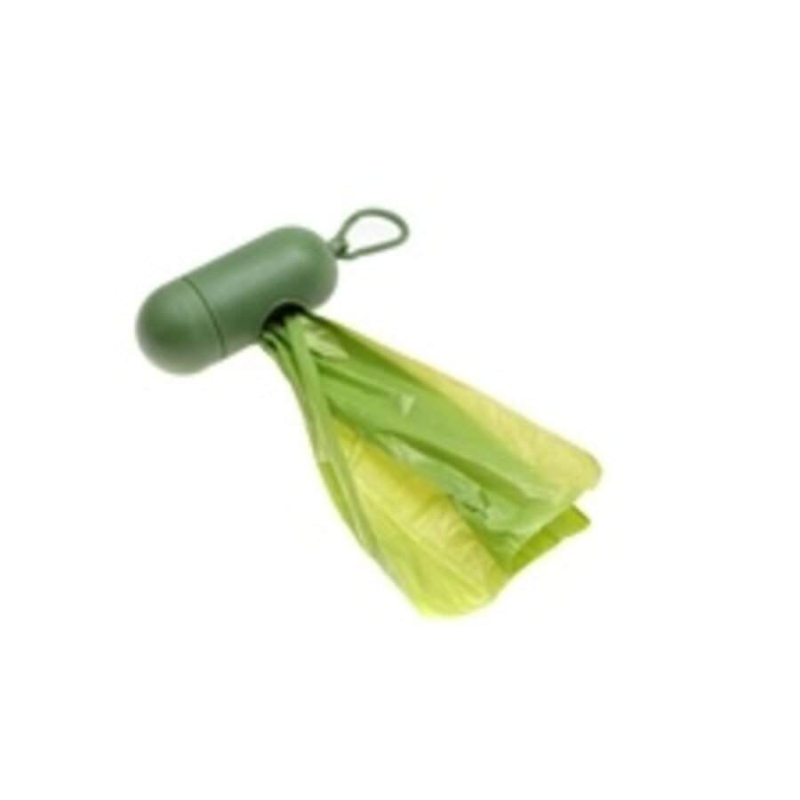 Poepzakjes dispenser Bobby II groen | 9 x 4 cm | met karabijnhaak