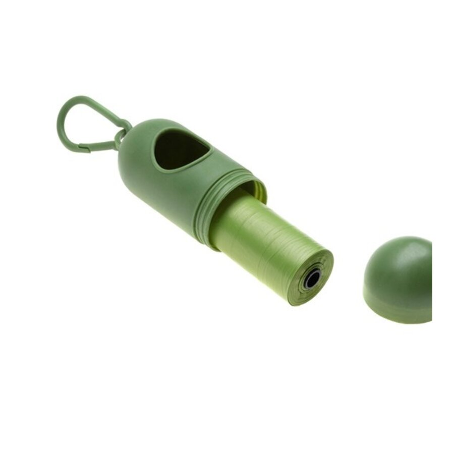 Poepzakjes dispenser Bobby II groen | 9 x 4 cm | met karabijnhaak