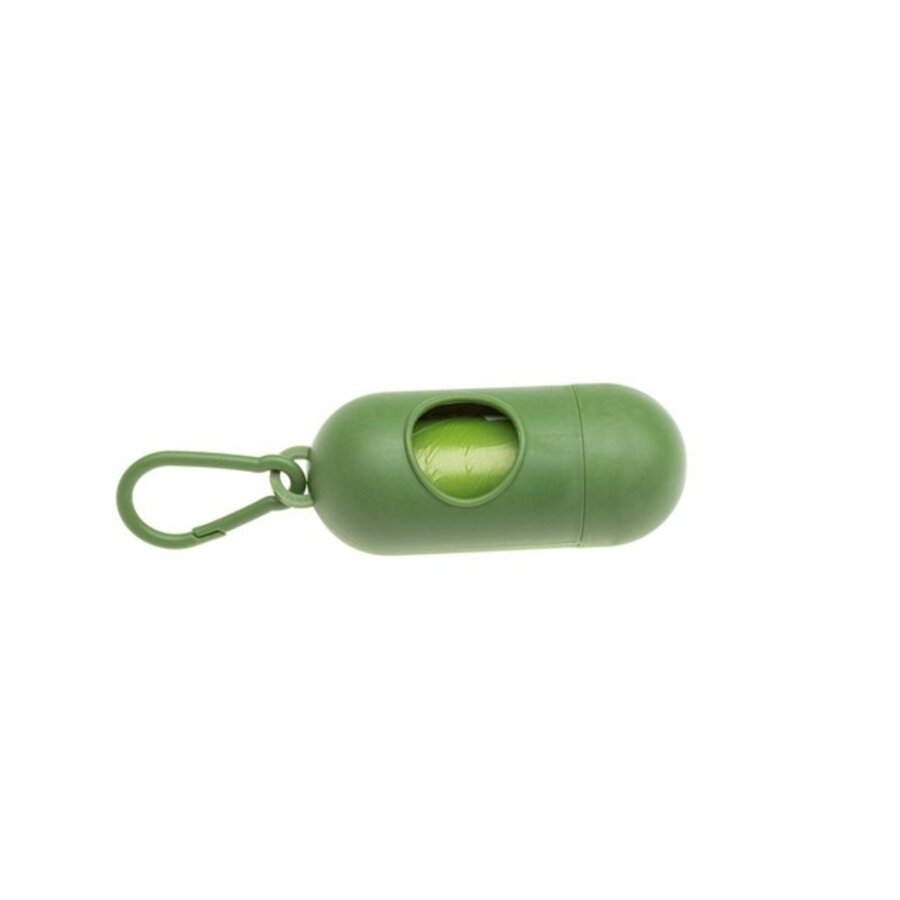 Poepzakjes dispenser Bobby II groen | 9 x 4 cm | met karabijnhaak