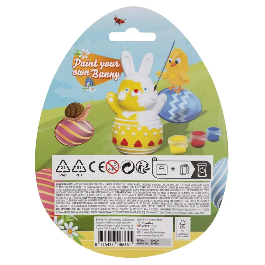 Konijn in ei schilderset 7 cm | inclusief verf en kwastje