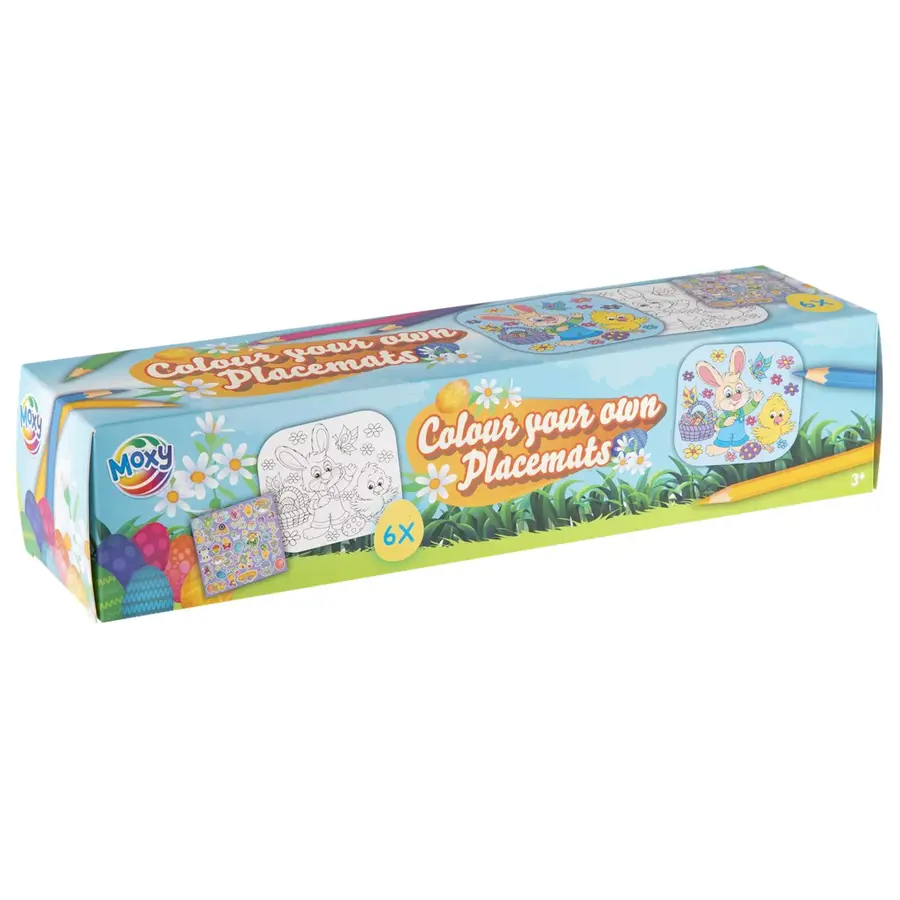 Pasen kleur placemats set 6 stuks | met kleurpotloden en stickers